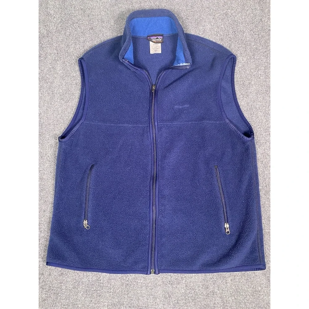 Patagonia Synchilla Fleece Vest Pockets‎ Full Zip Outdoor Men's Size L Blue